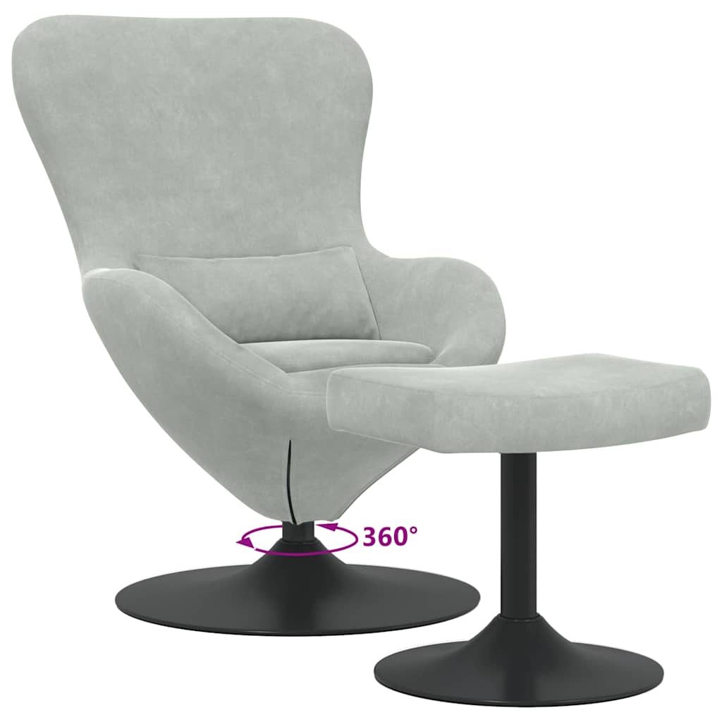 Fauteuil œuf 2 pcs Gris clair 63 x 73 x 90 cm Velours