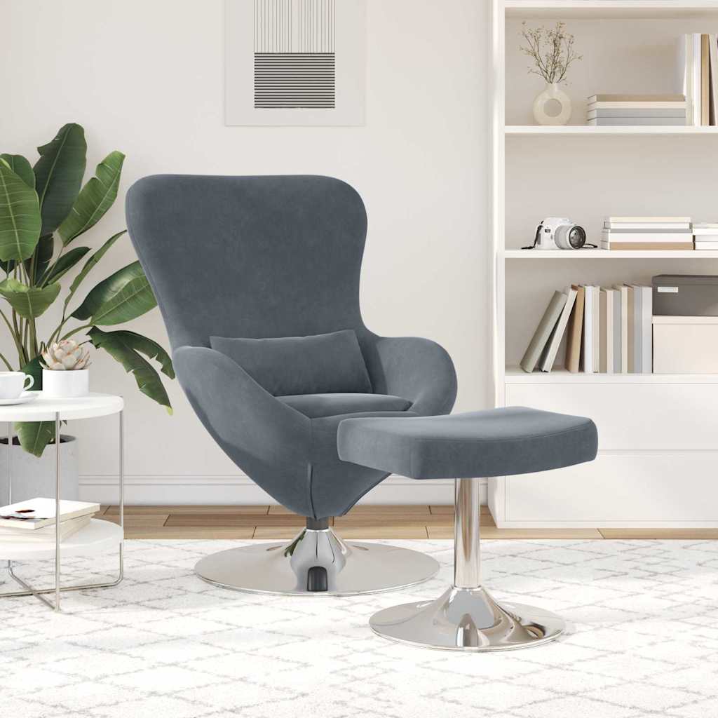 Fauteuil œuf 2 pcs Gris foncé 63 x 73 x 90 cm Velours
