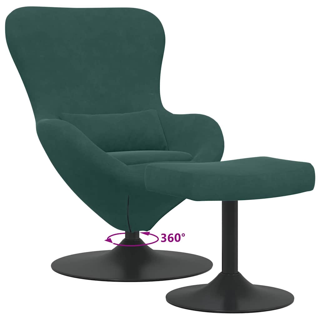 Fauteuil œuf 2 pcs Vert foncé 63 x 73 x 90 cm Velours