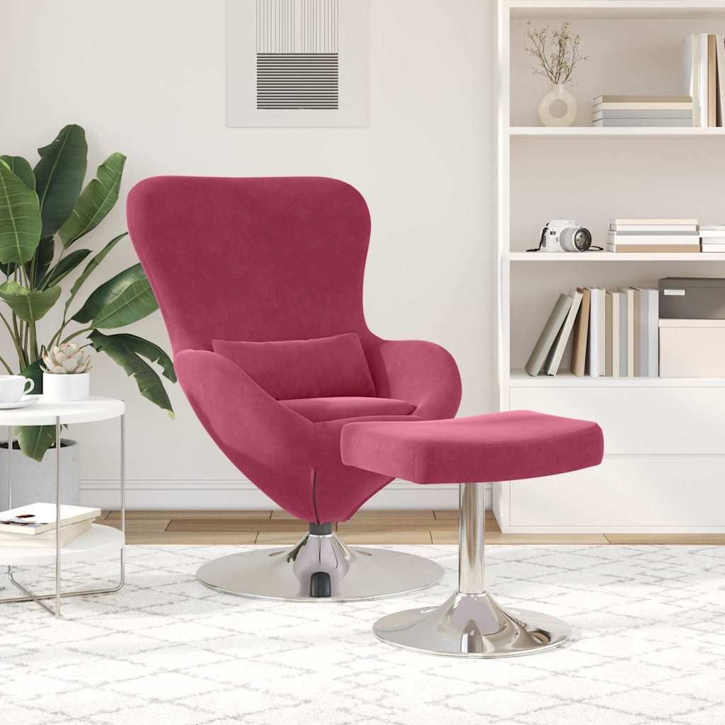 Fauteuil œuf 2 pcs Rouge bordeaux 63 x 73 x 90 cm Velours