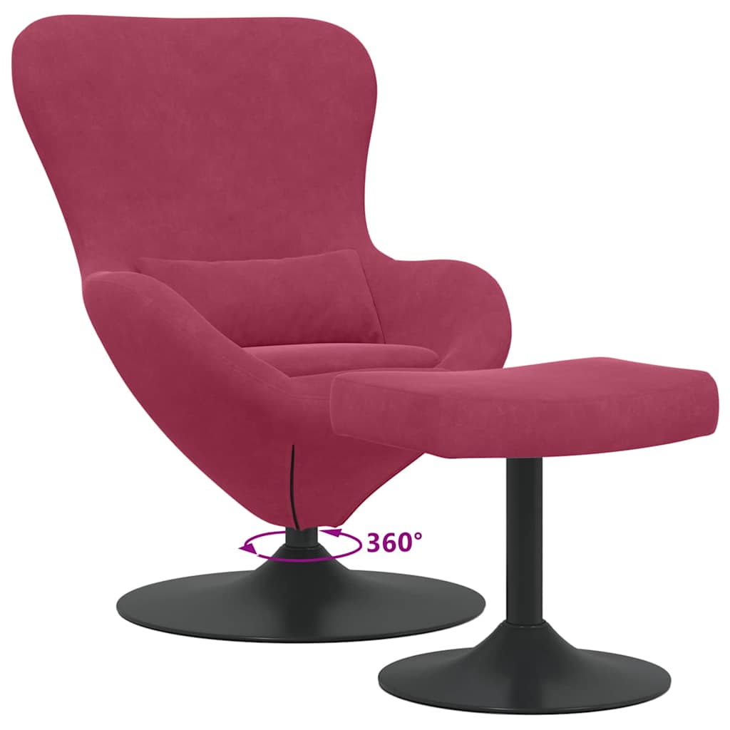 Fauteuil œuf 2 pcs Rouge bordeaux 63 x 73 x 90 cm Velours