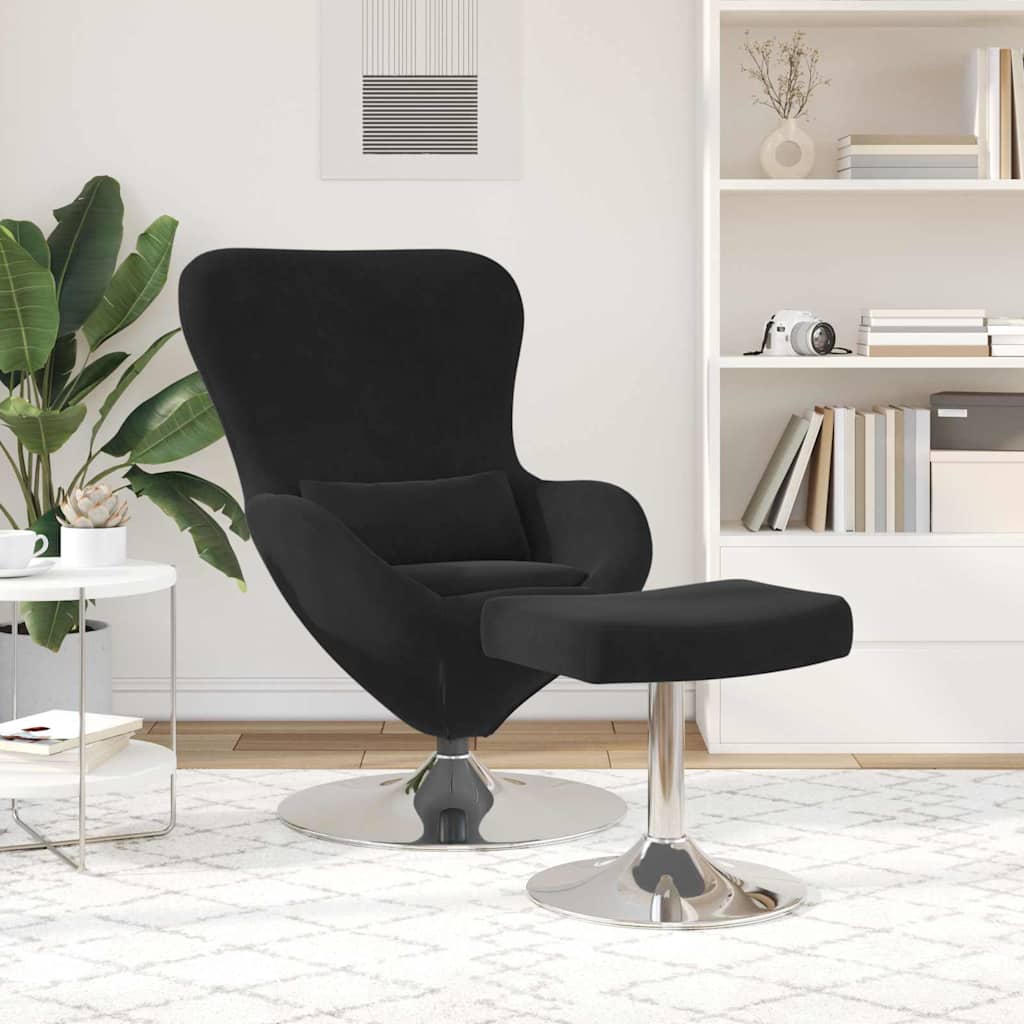Fauteuil œuf 2 pcs Noir 63 x 73 x 90 cm Velours
