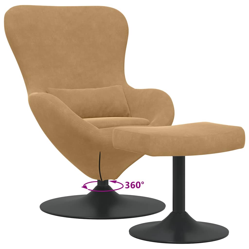Fauteuil œuf 2 pcs Marron 63 x 73 x 90 cm Velours