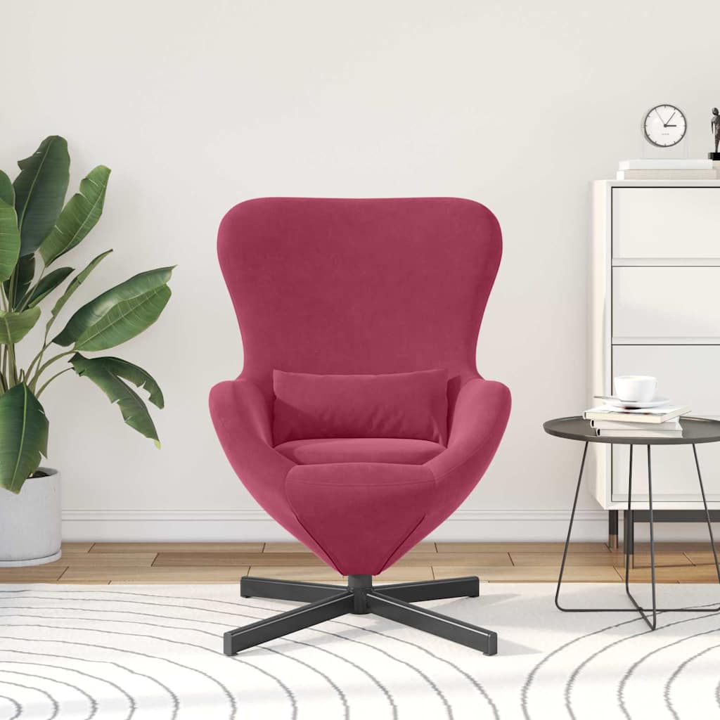 Fauteuil œuf Rouge bordeaux Velours