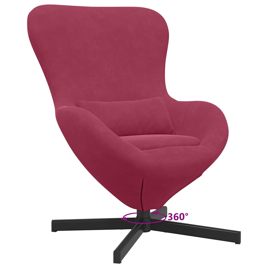 Fauteuil œuf Rouge bordeaux Velours