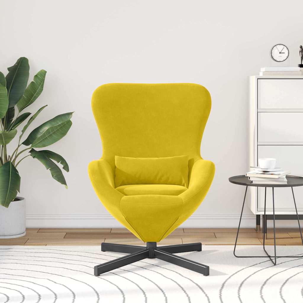 Fauteuil œuf Jaune Velours