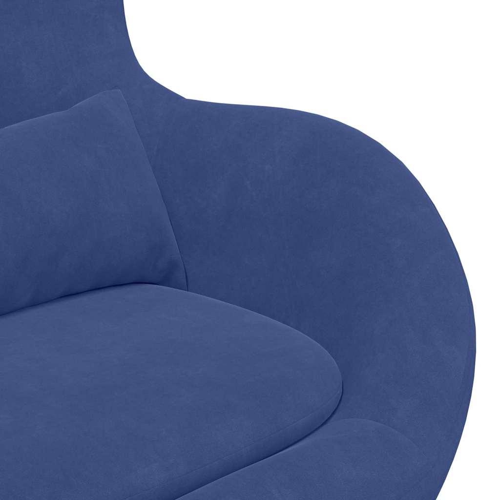 Fauteuil œuf Bleu police Velours