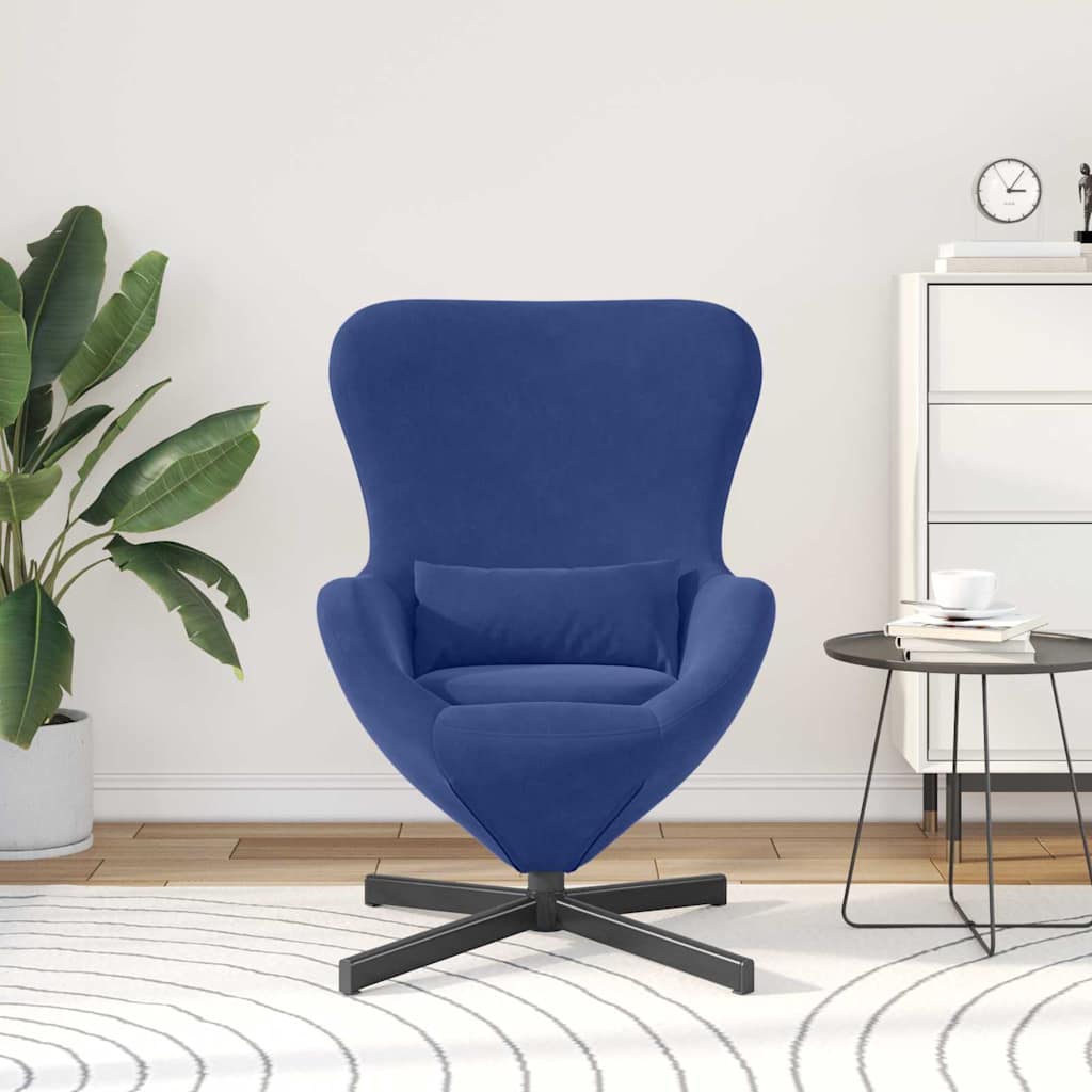 Fauteuil œuf Bleu police Velours