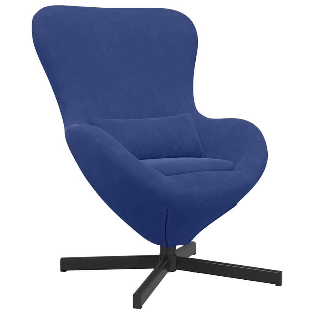 Fauteuil œuf Bleu police Velours