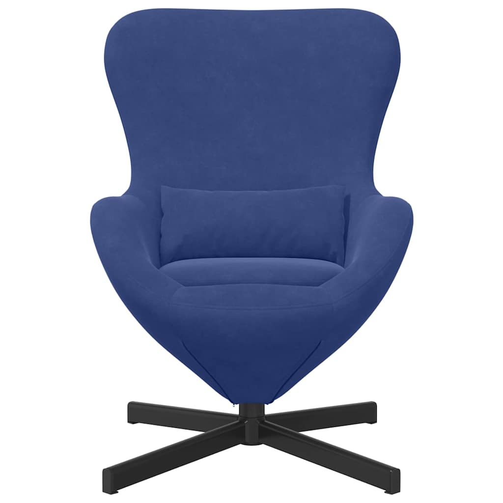Fauteuil œuf Bleu police Velours