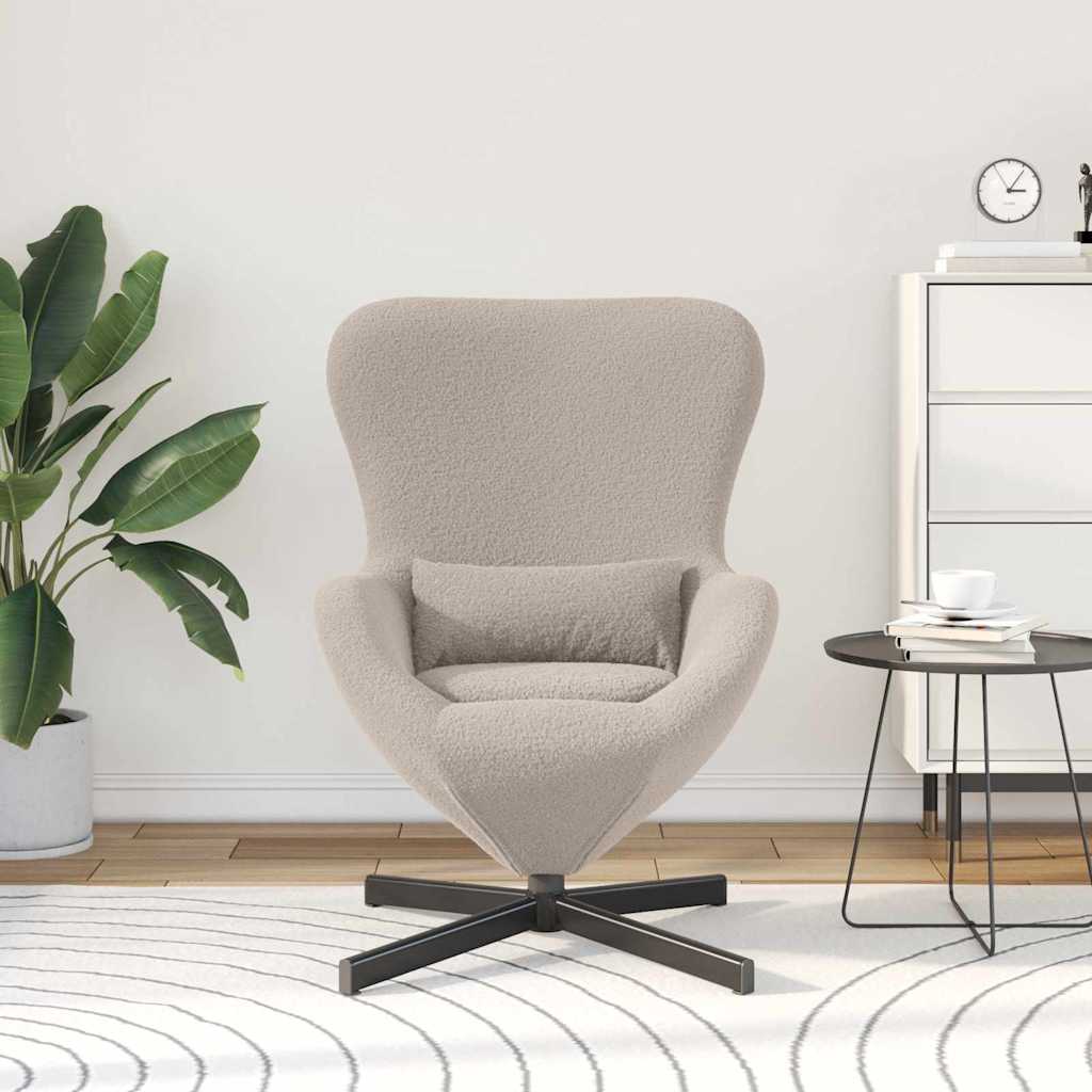 Fauteuil œuf Gris clair Tissu ressemblant à de la laine bouclée