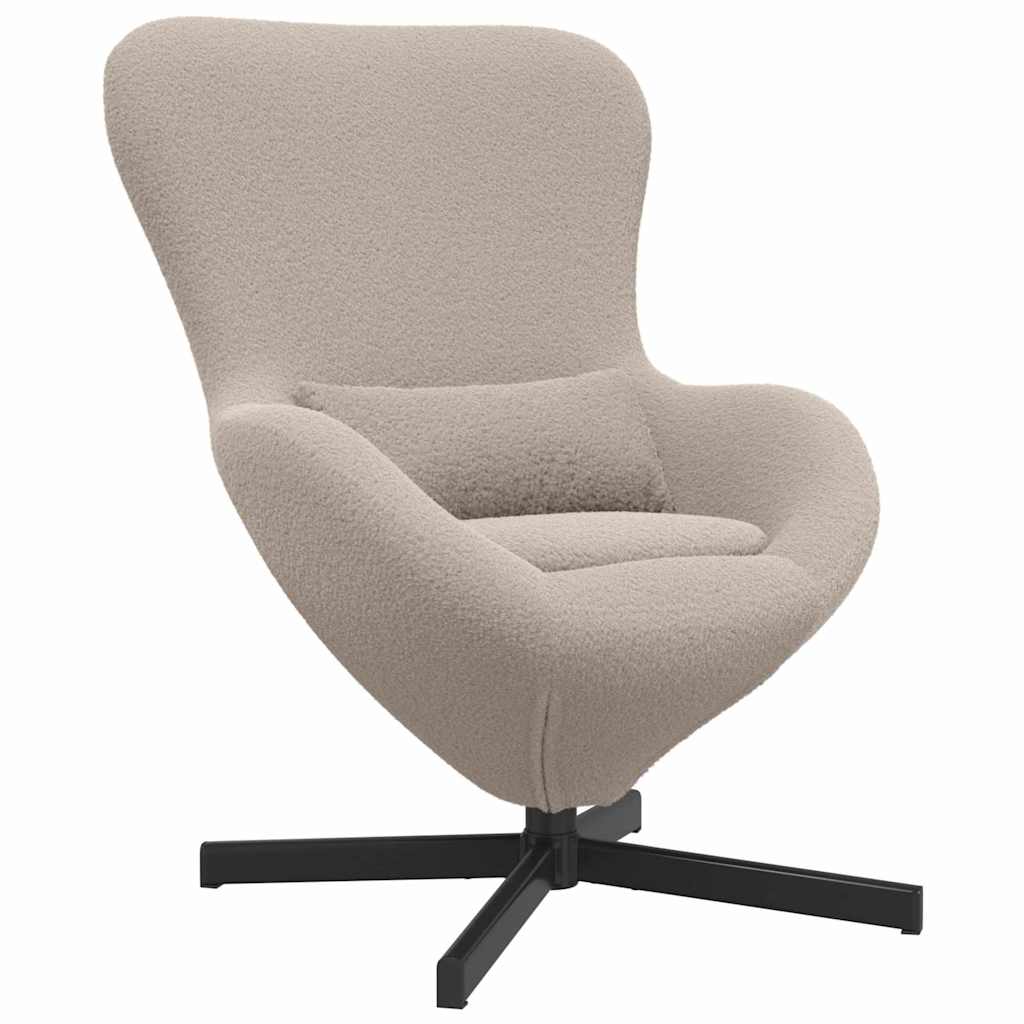 Fauteuil œuf Gris clair Tissu ressemblant à de la laine bouclée