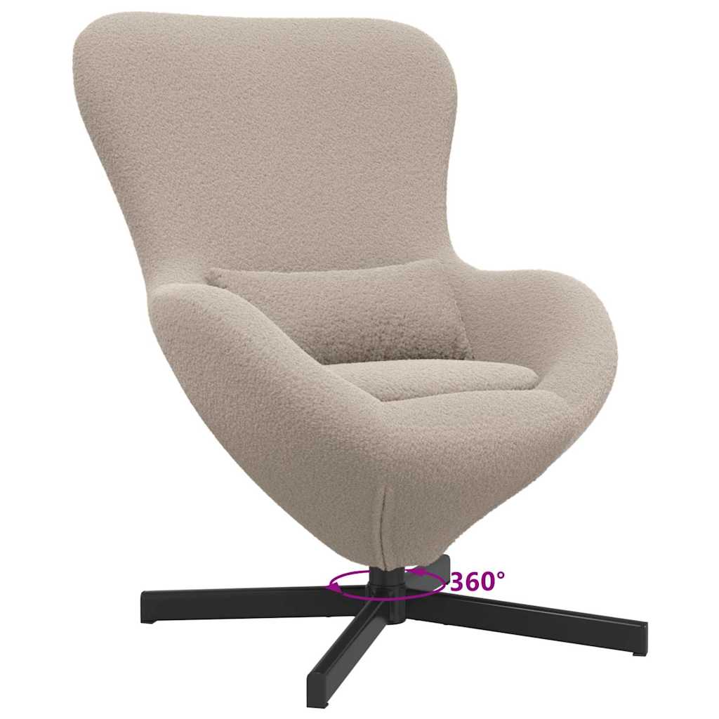 Fauteuil œuf Gris clair Tissu ressemblant à de la laine bouclée