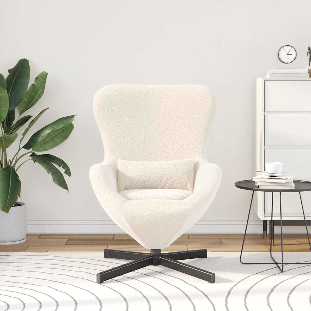 Fauteuil œuf Crème Tissu ressemblant à de la laine bouclée