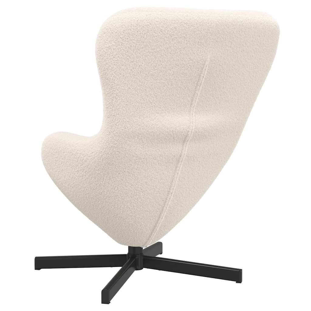 Fauteuil œuf Crème Tissu ressemblant à de la laine bouclée