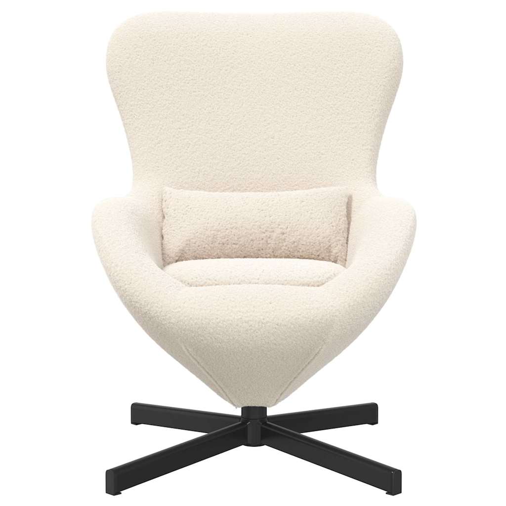 Fauteuil œuf Crème Tissu ressemblant à de la laine bouclée