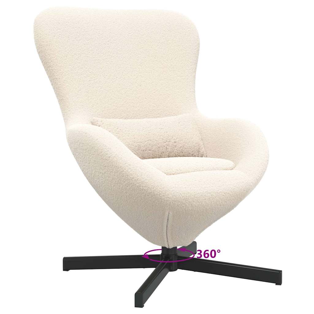 Fauteuil œuf Crème Tissu ressemblant à de la laine bouclée