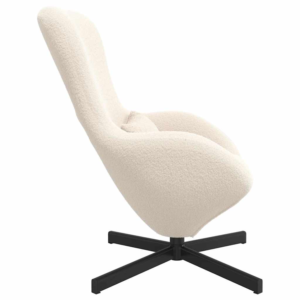 Fauteuil œuf Crème Tissu ressemblant à de la laine bouclée