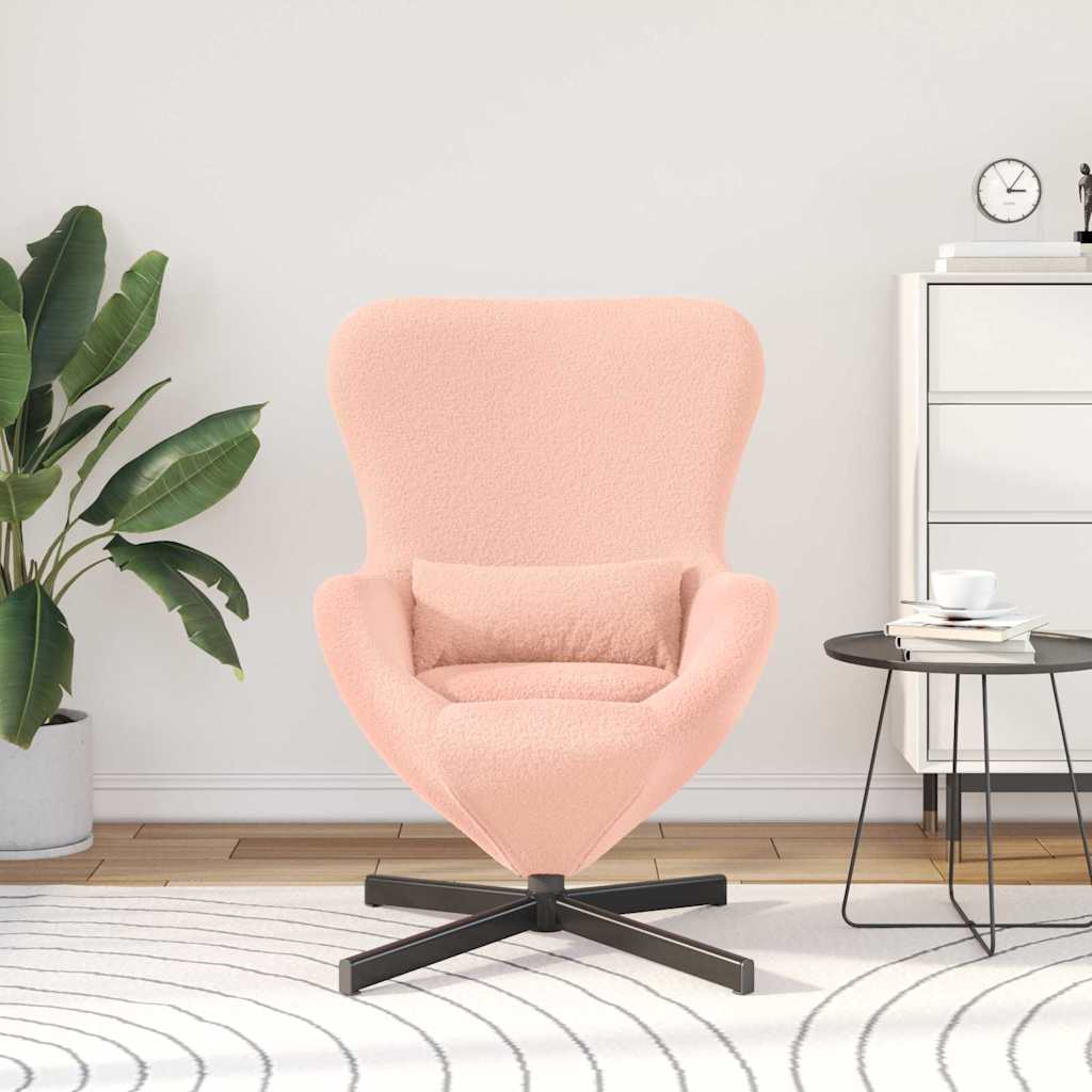 Fauteuil œuf Rose Tissu ressemblant à de la laine bouclée