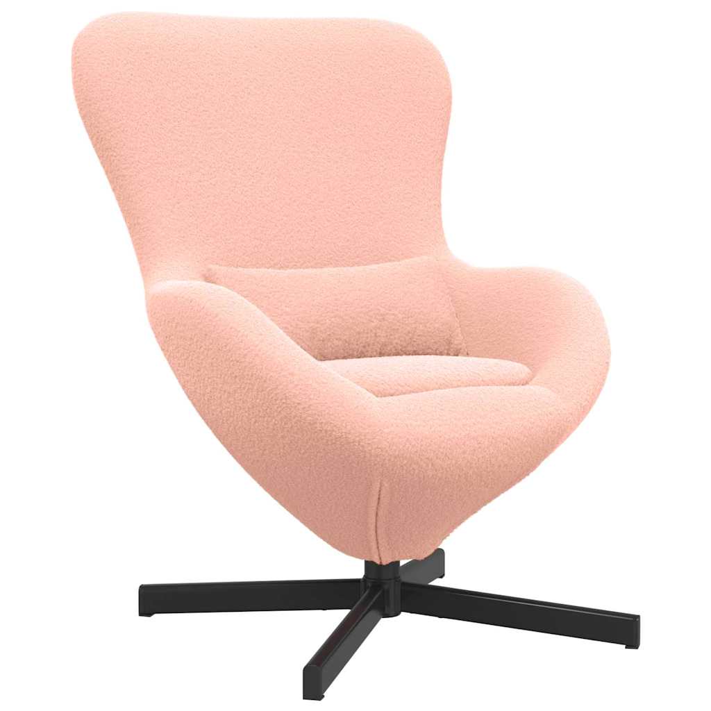 Fauteuil œuf Rose Tissu ressemblant à de la laine bouclée