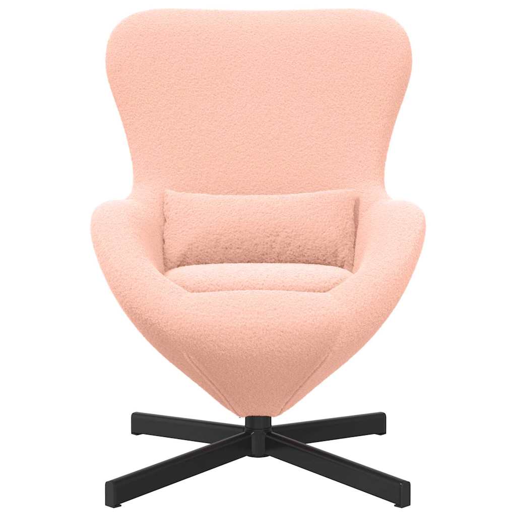 Fauteuil œuf Rose Tissu ressemblant à de la laine bouclée
