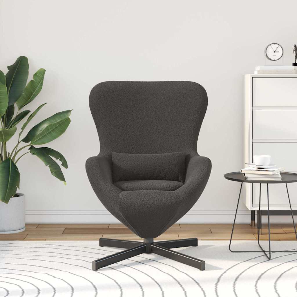 Fauteuil œuf Gris foncé Tissu ressemblant à de la laine bouclée