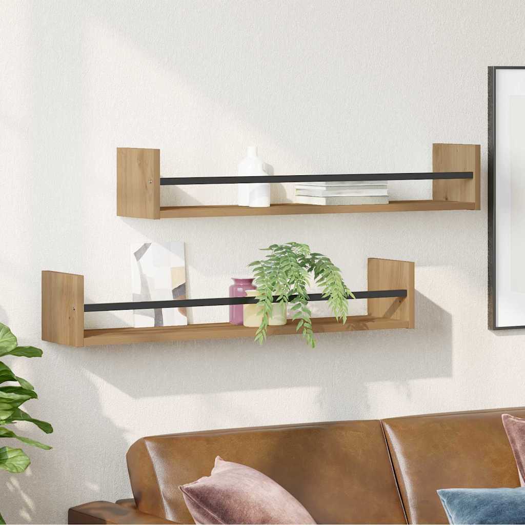 Étagère Murale 2 pcs chêne artisanal 80 x 16 x 14 cm