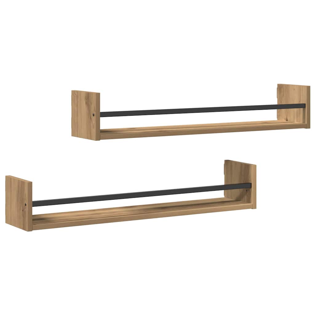 Étagère Murale 2 pcs chêne artisanal 80 x 16 x 14 cm