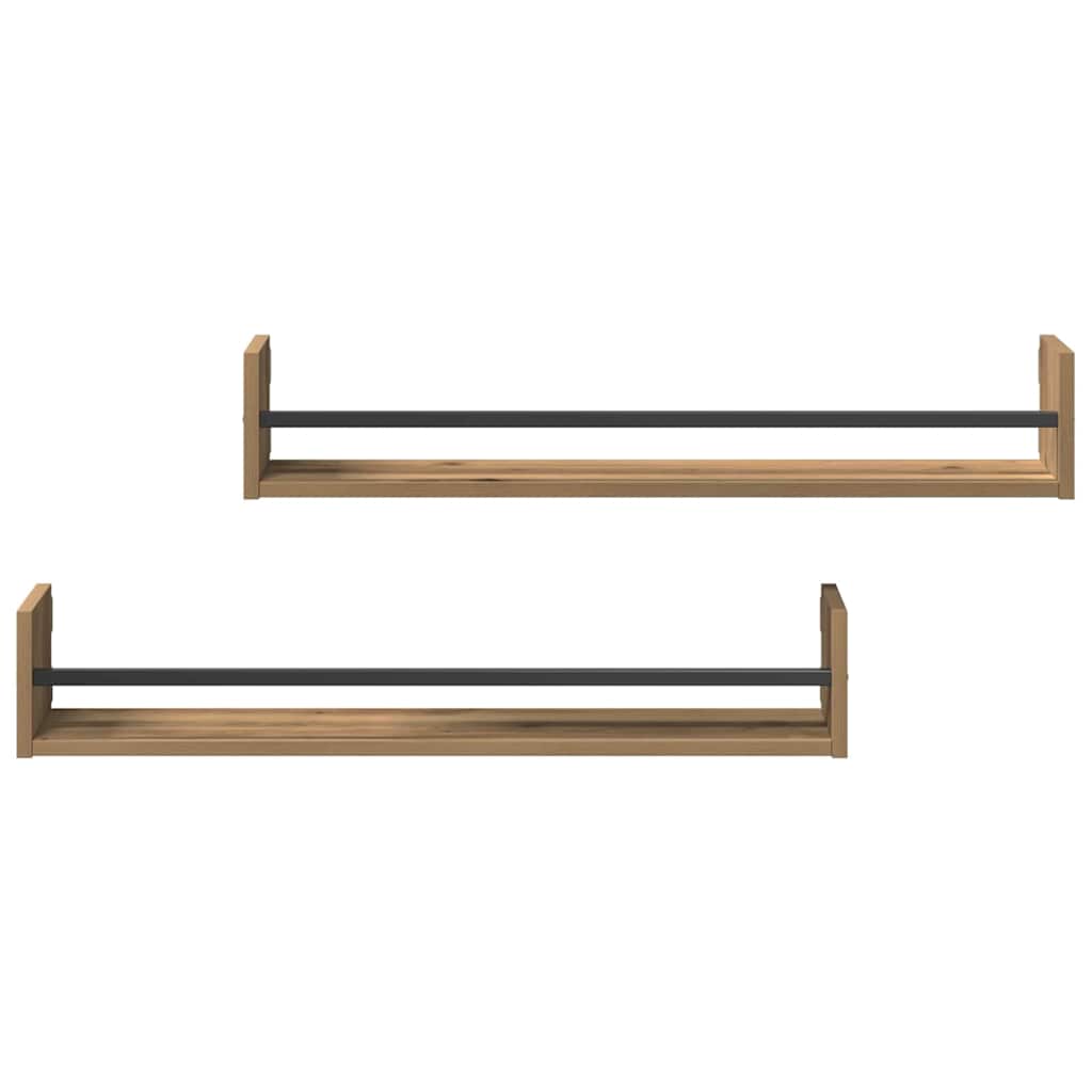 Étagère Murale 2 pcs chêne artisanal 80 x 16 x 14 cm