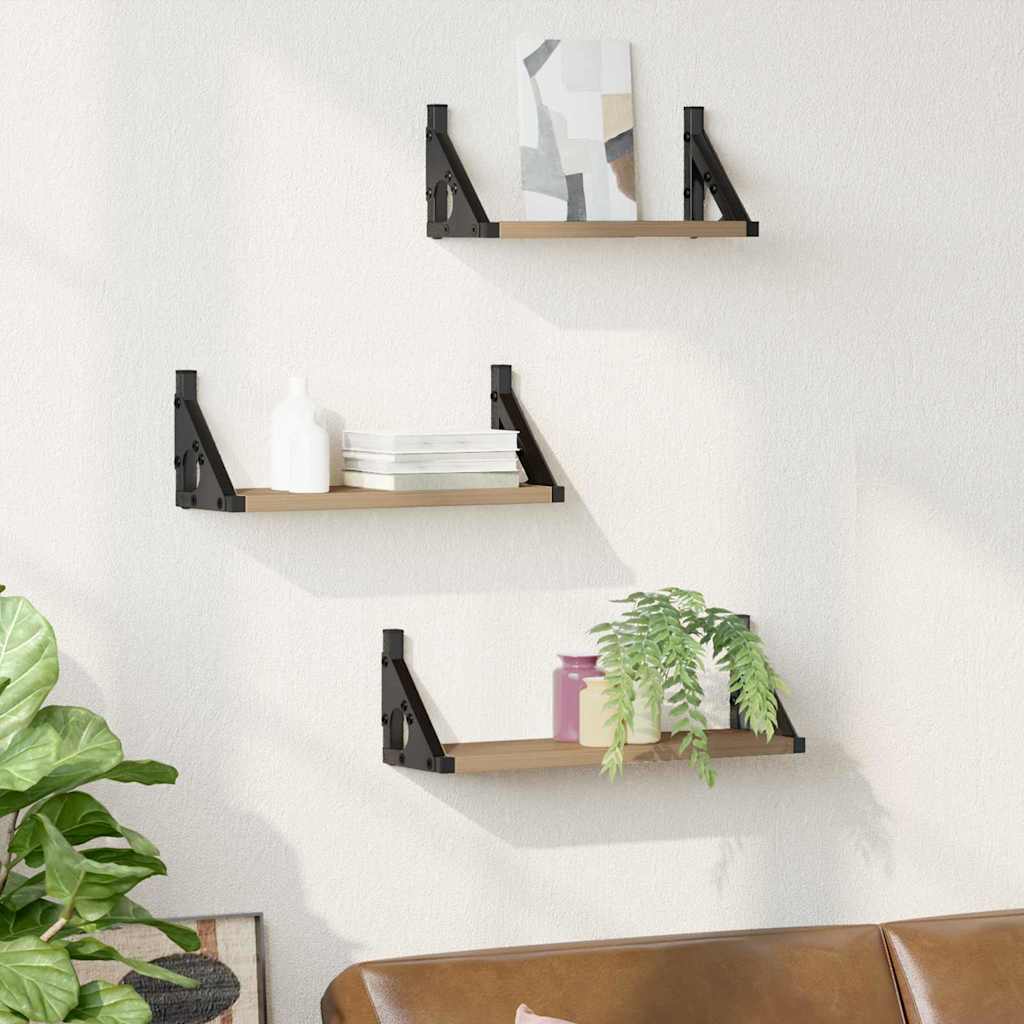 Ensemble d'étagères murales avec étagère 3 pcs chêne artisanal