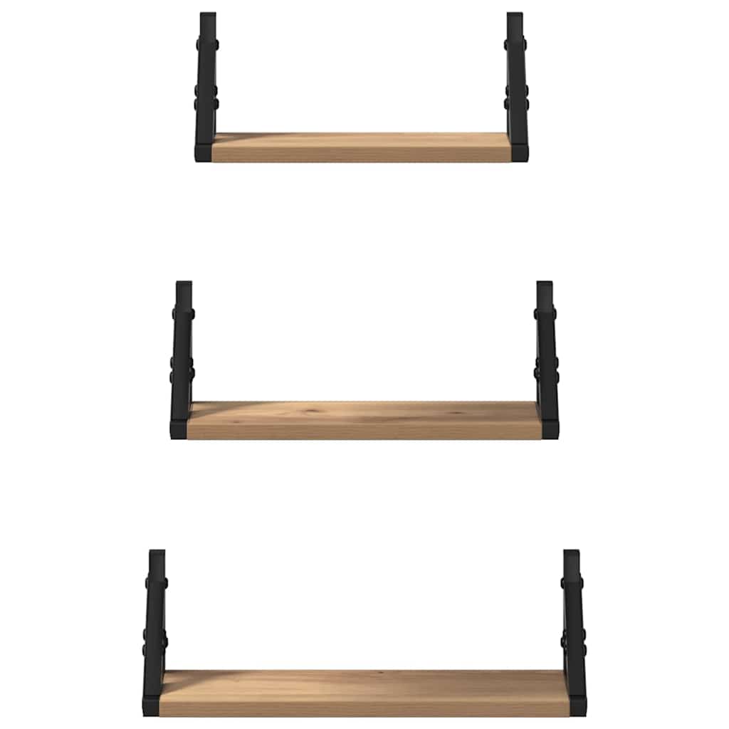 Ensemble d'étagères murales avec étagère 3 pcs chêne artisanal