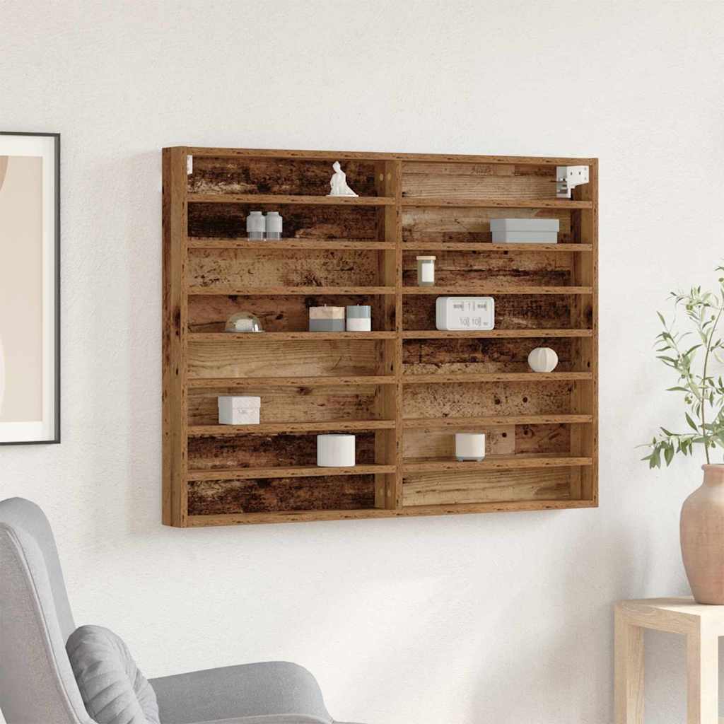 Cabinet d'Affichage avec étagère Bois Ancien 100 x 8.5 x 75 cm
