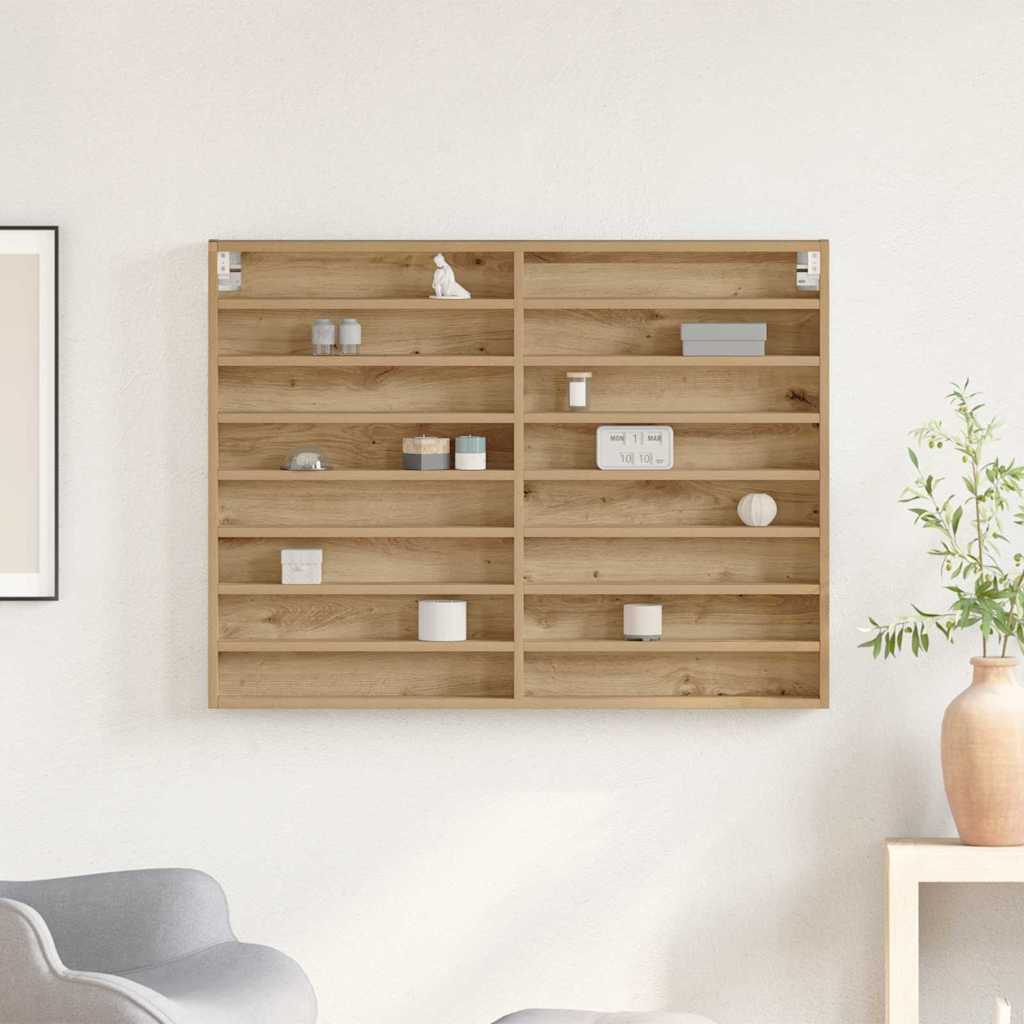 Cabinet d'Affichage chêne artisanal 100 x 8.5 x 75 cm