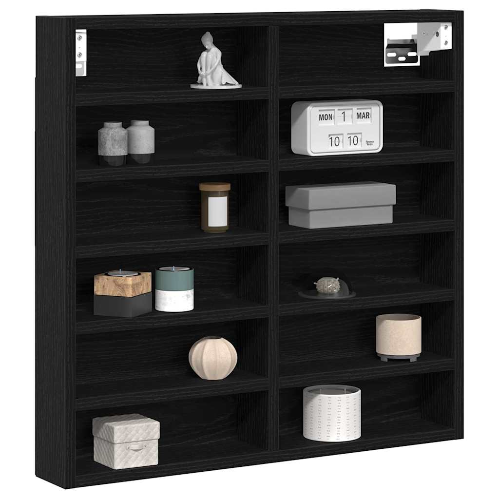 Cabinet d'Affichage avec étagère Chêne noir 60 x 8.5 x 58 cm