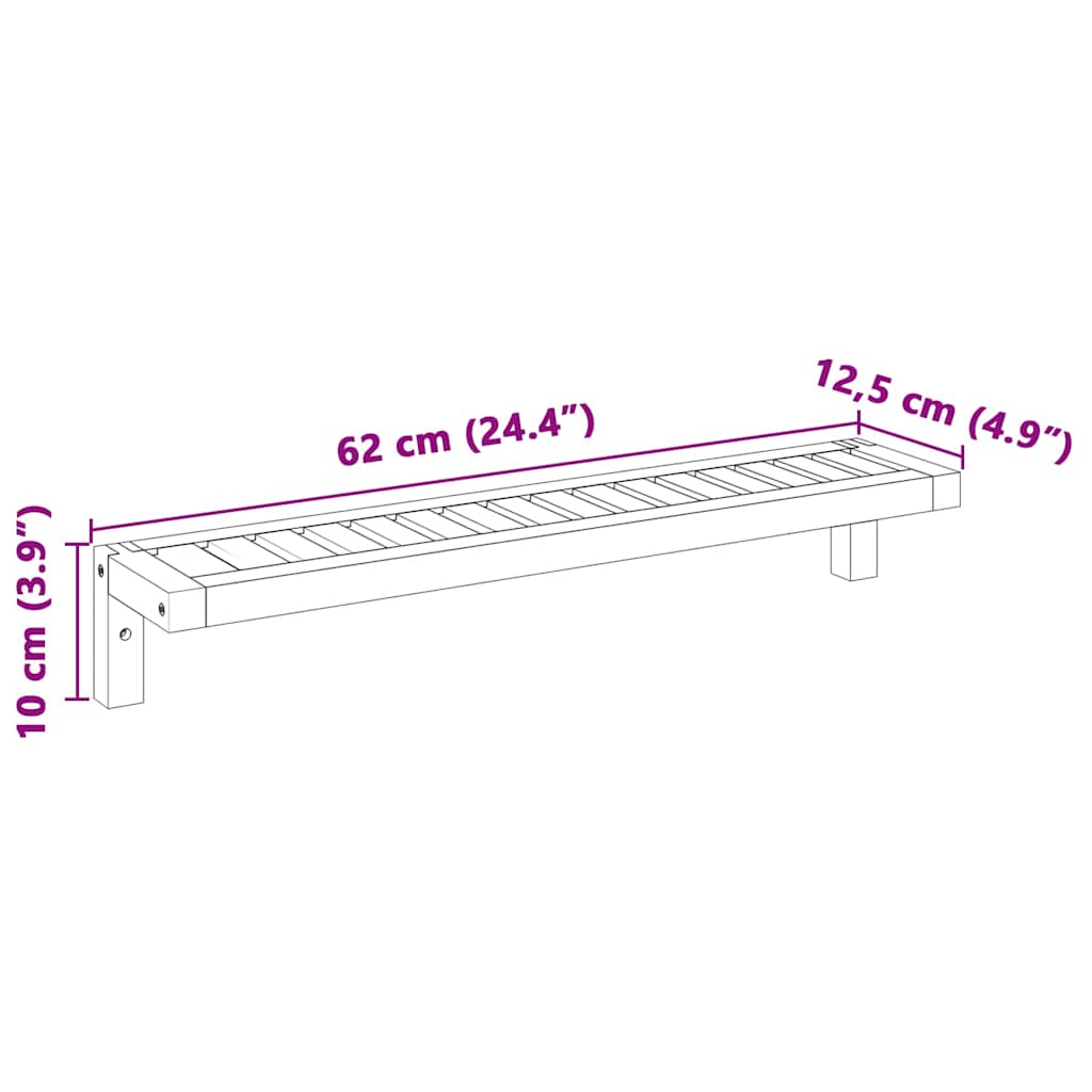 Étagère murale suspendue Beige 62 x 10 x 12,5 cm