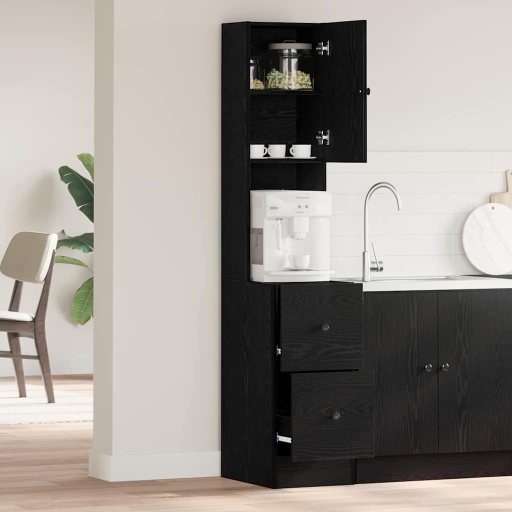 Meuble de cuisine avec tiroir Chêne noir Bois d'ingénierie