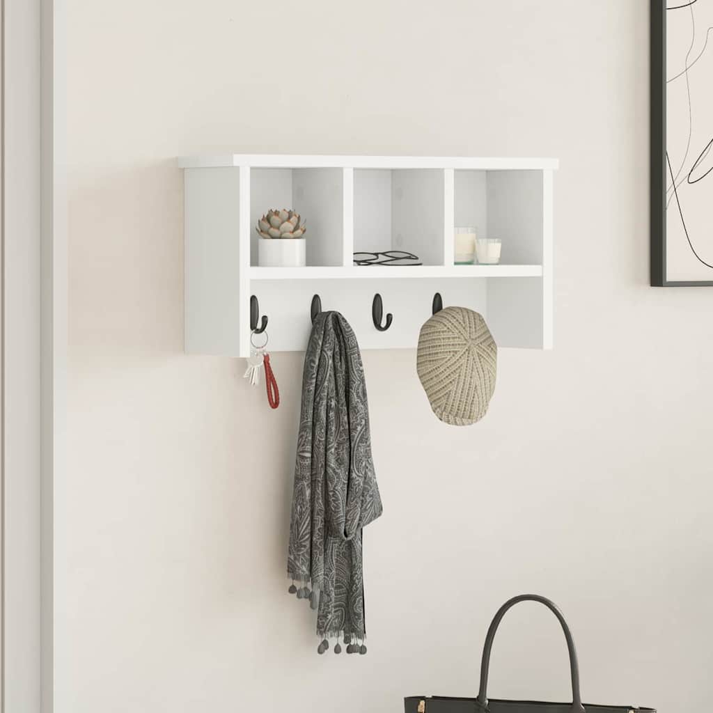 Porte-manteau mural Blanc 50 x 16 x 26 cm Bois d'ingénierie