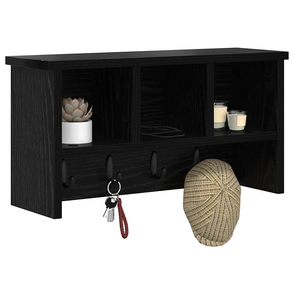 Porte-manteau mural avec étagère Chêne noir 50 x 16 x 26 cm