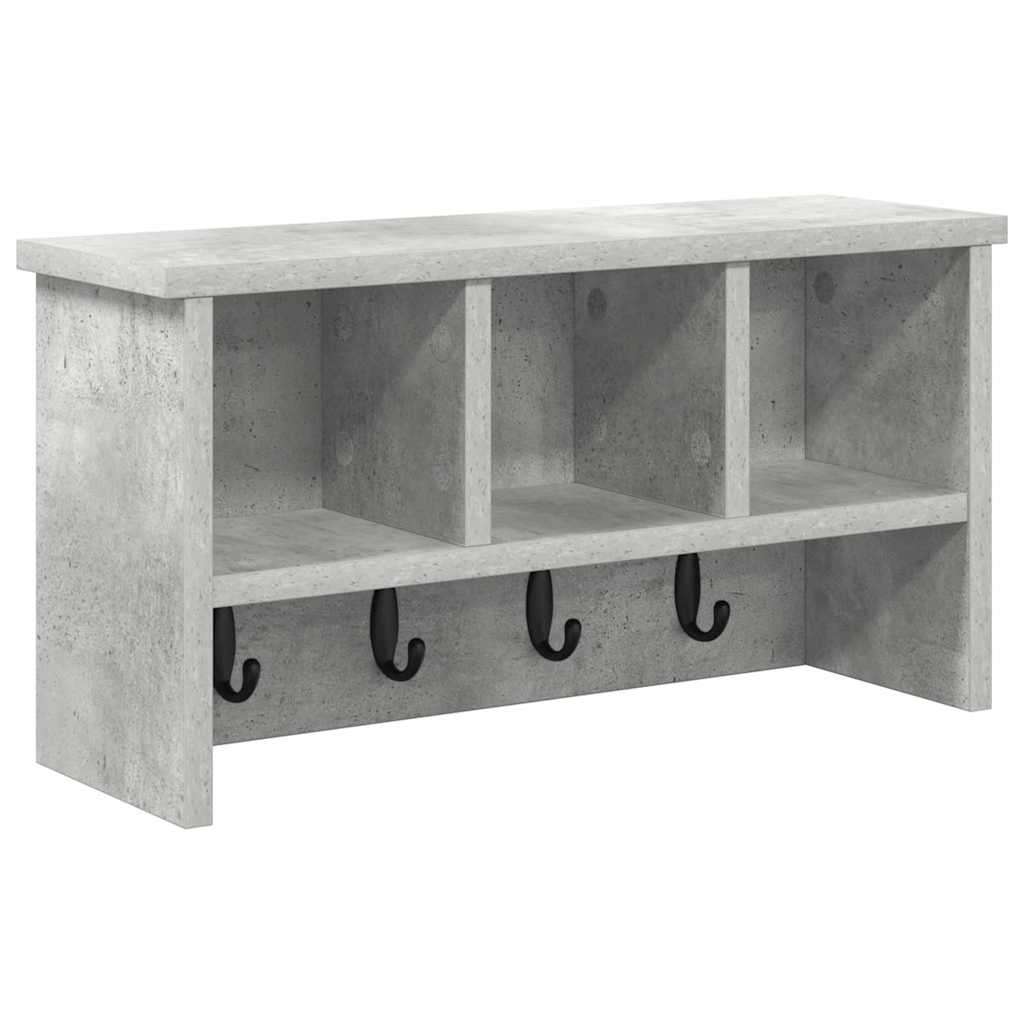 Porte-manteau mural avec étagère Gris béton 50 x 16 x 26 cm