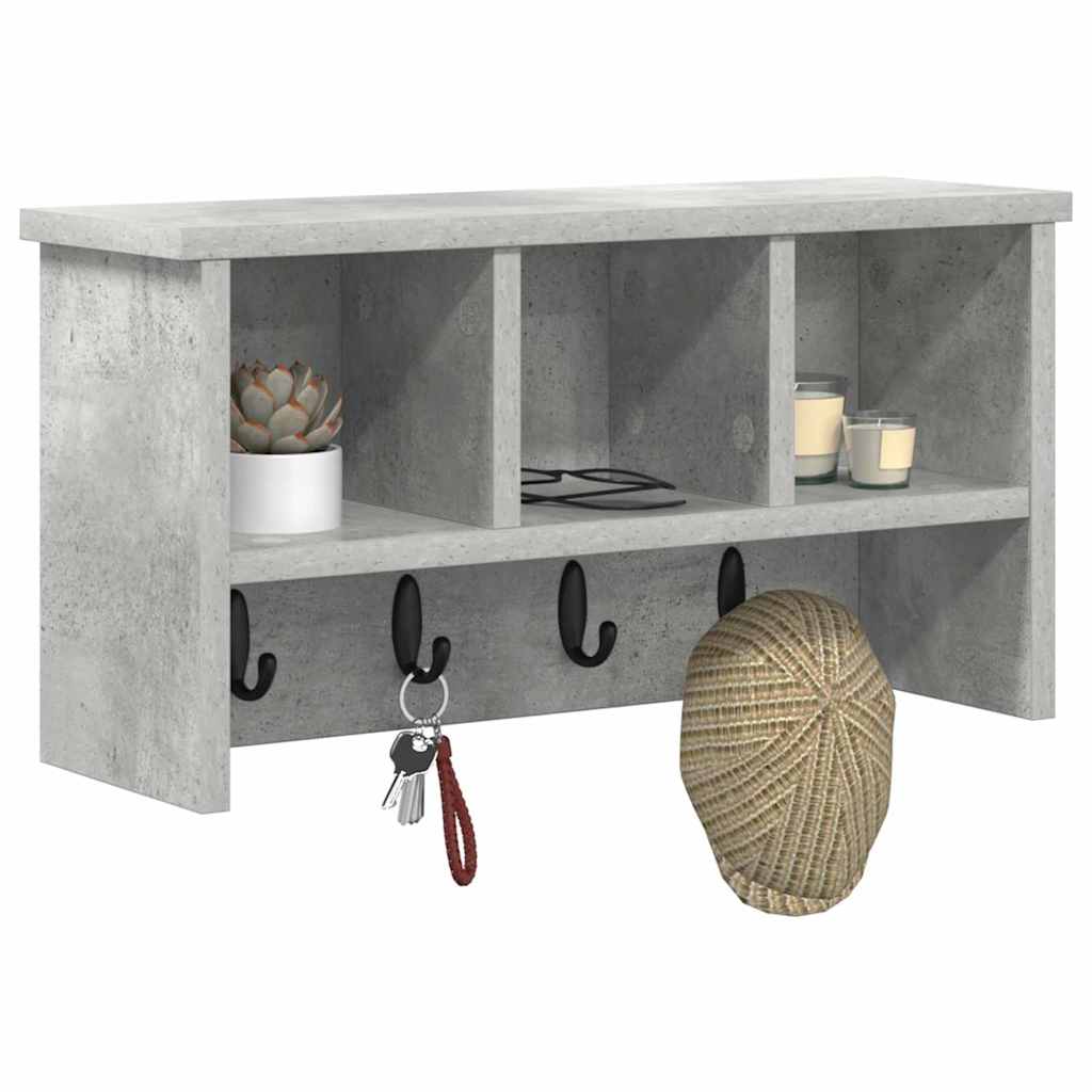 Porte-manteau mural avec étagère Gris béton 50 x 16 x 26 cm