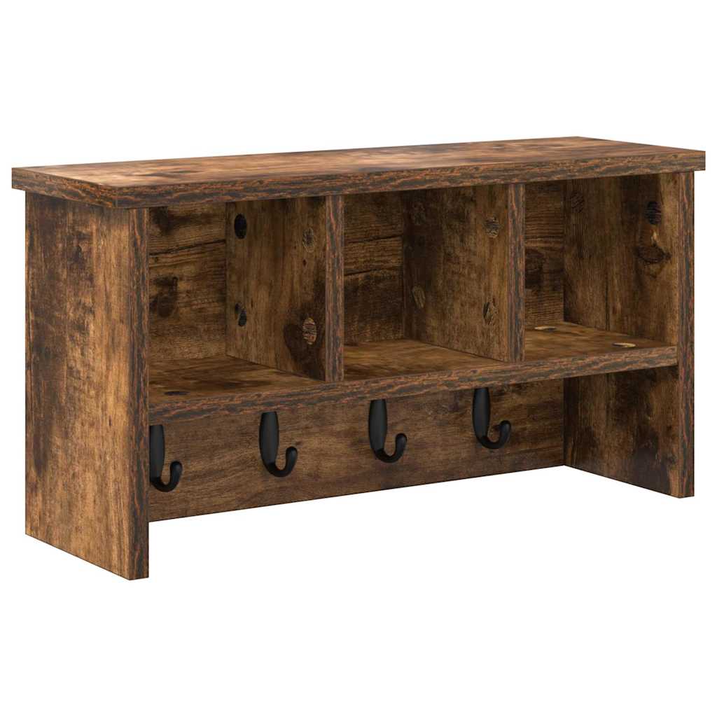 Porte-manteau mural avec étagère Chêne fumé 50 x 16 x 26 cm