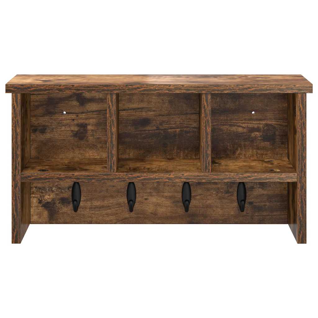 Porte-manteau mural avec étagère Chêne fumé 50 x 16 x 26 cm