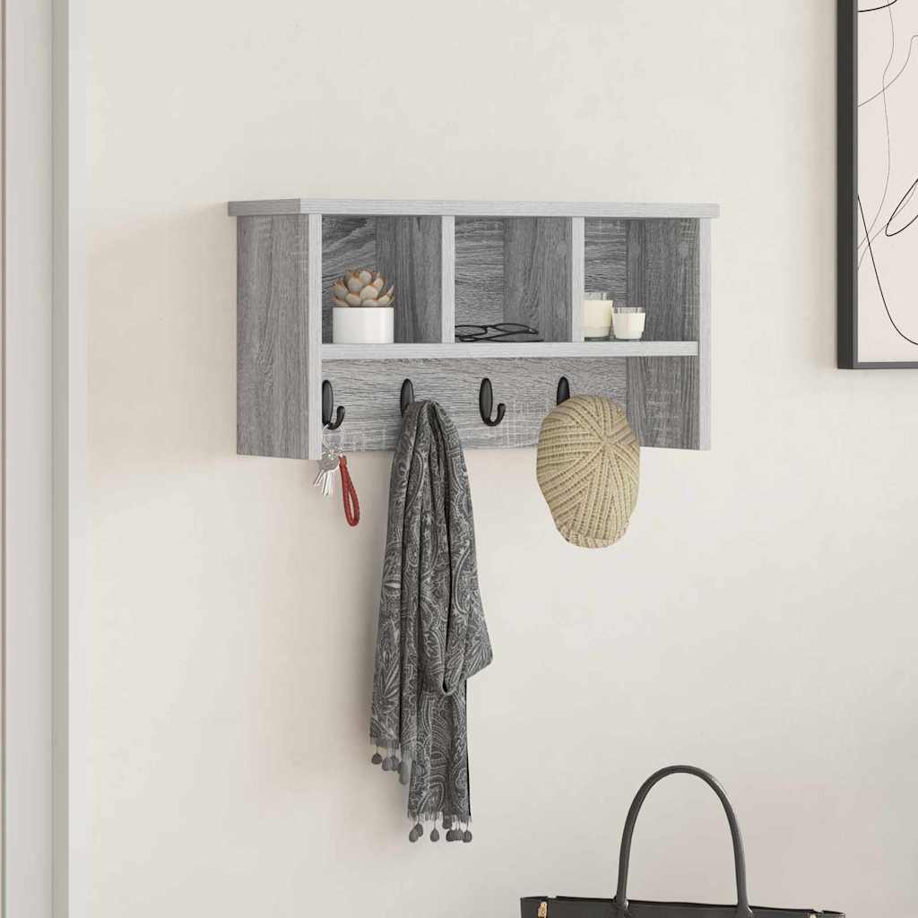 Porte-manteau mural avec étagère Sonoma gris 50 x 16 x 26 cm