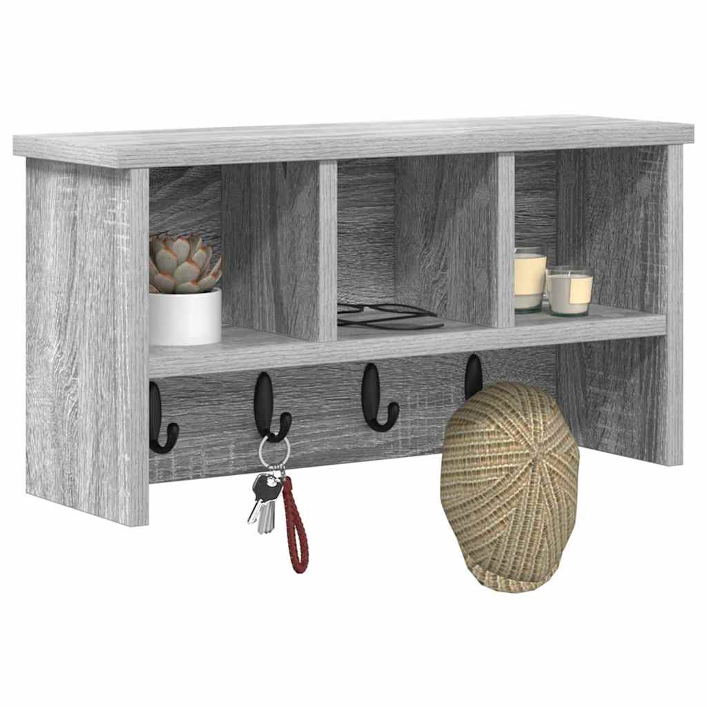 Porte-manteau mural avec étagère Sonoma gris 50 x 16 x 26 cm