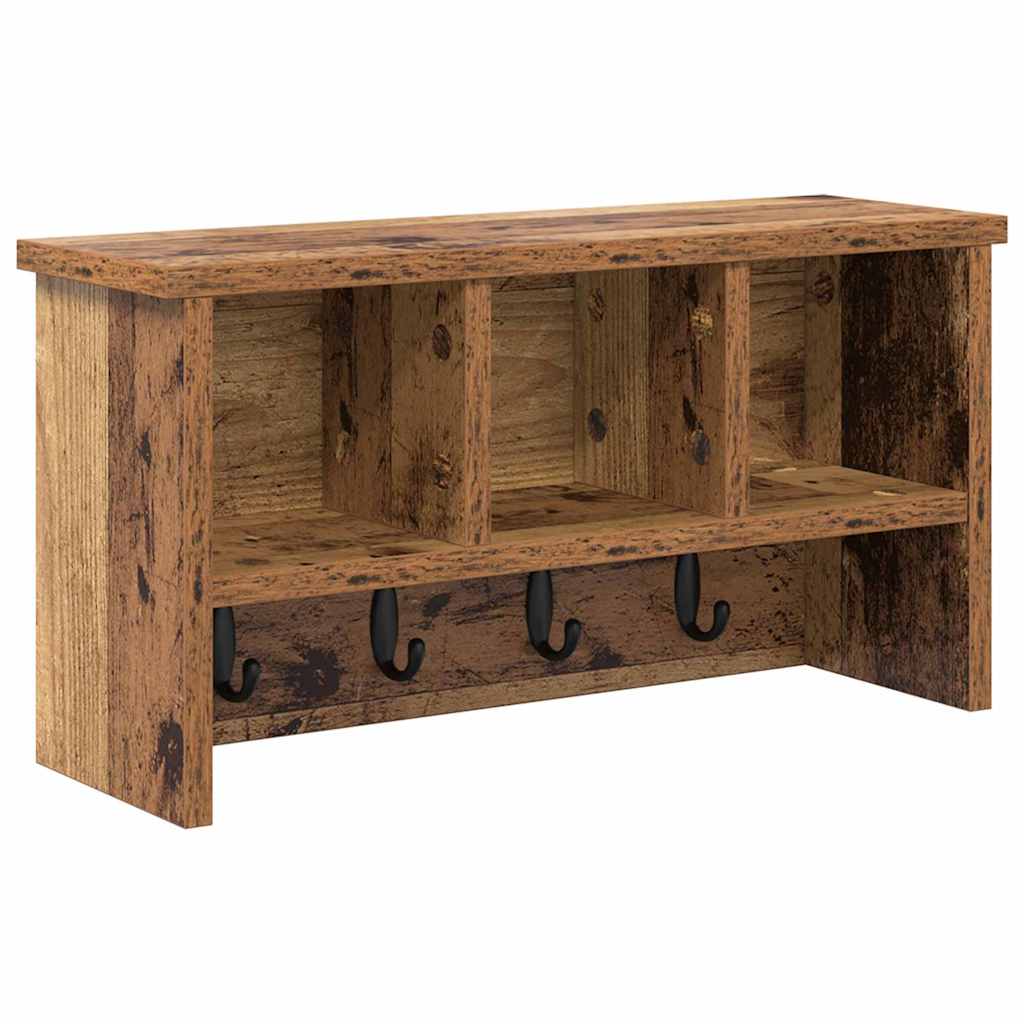 Porte-manteau mural avec étagère Bois ancien 50 x 16 x 26 cm
