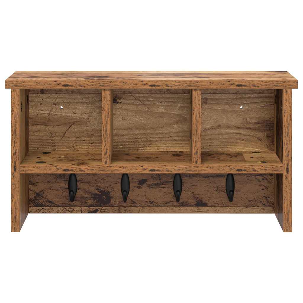 Porte-manteau mural avec étagère Bois ancien 50 x 16 x 26 cm