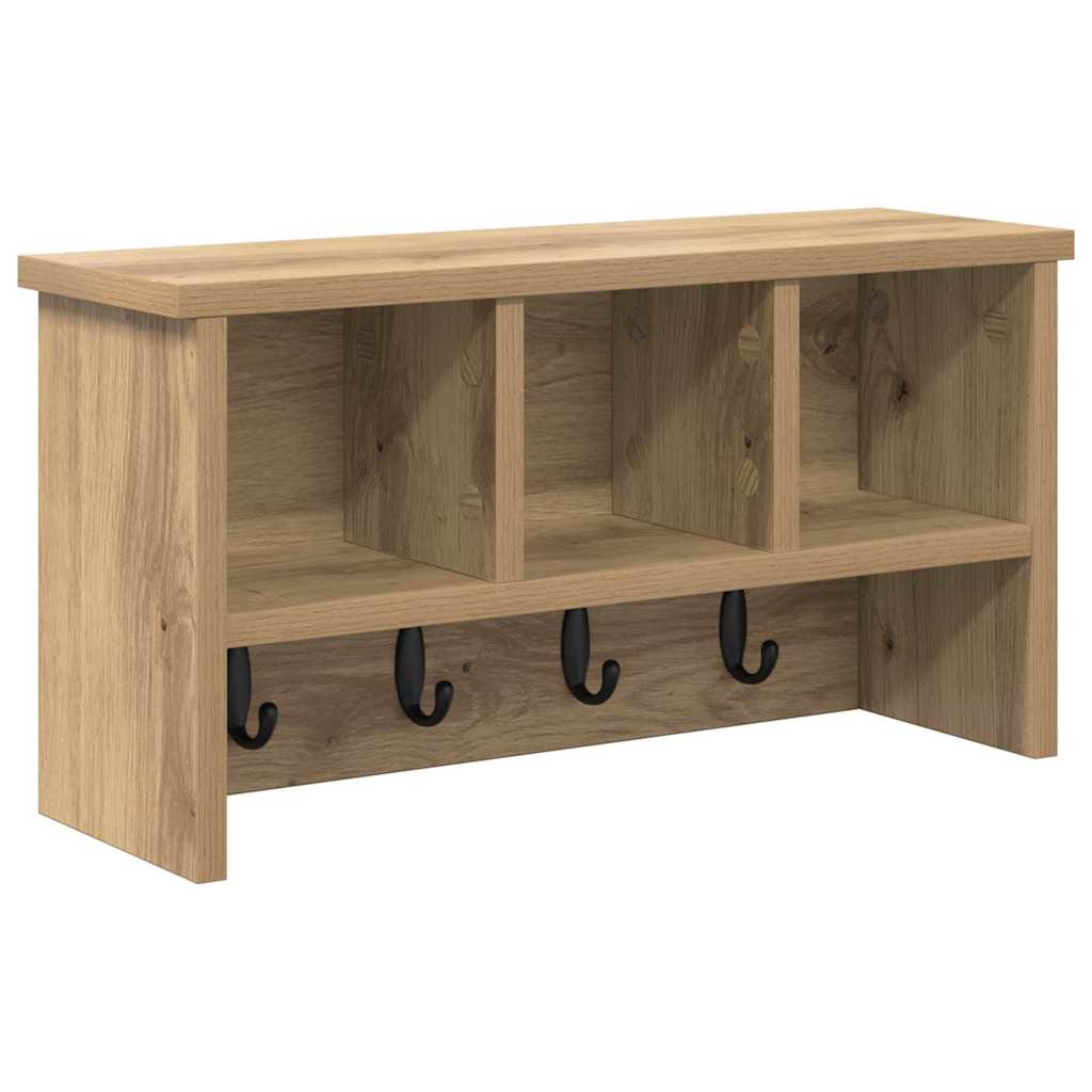 Porte-manteau mural chêne artisanal 50 x 16 x 26 cm