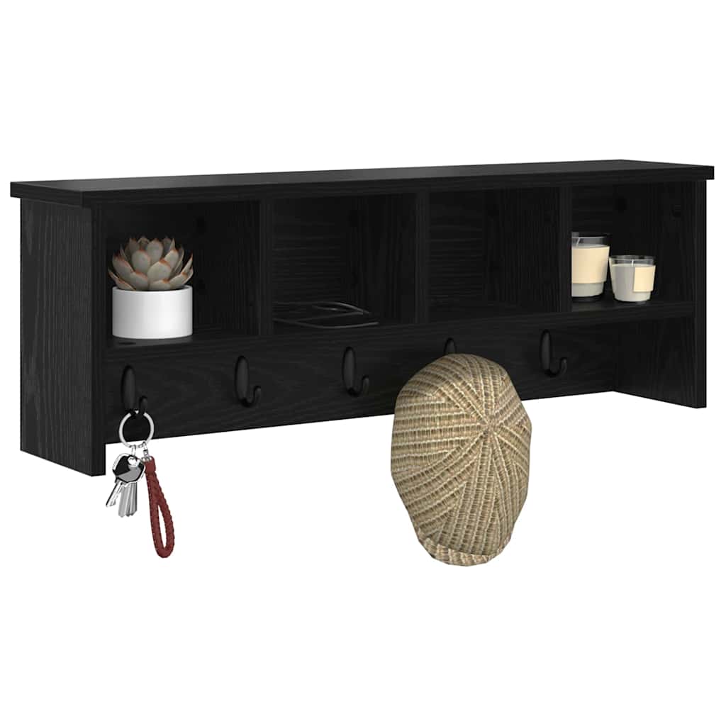 Porte-manteau mural avec étagère Chêne noir 75 x 16 x 26 cm