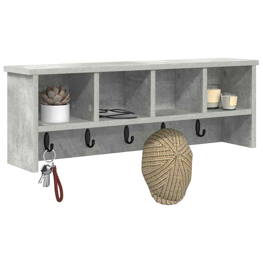 Porte-manteau mural avec étagère Gris béton 75 x 16 x 26 cm