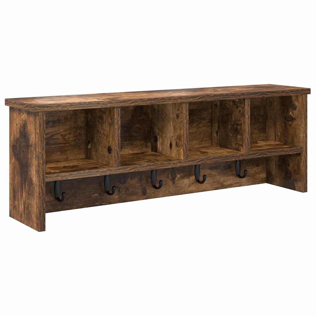 Porte-manteau mural avec étagère Chêne fumé 75 x 16 x 26 cm